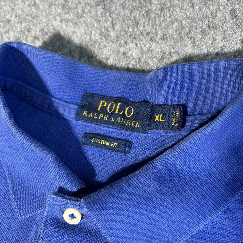 Polo‎ Ralph Lauren Polo Shirt Mens XL Blue Custom Fit Short Sleeve Pony Logo